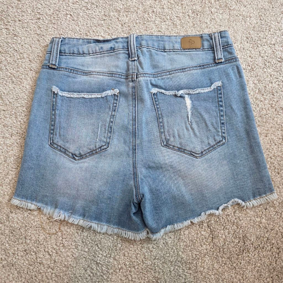 Women's Celebrity Pink Denim Shorts Size 5/27 Blue Distressed - Picture 6 of 8